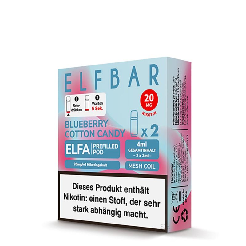 Elfbar ELFA Pods – Blueberry Cotton Candy – 20mg – 2ml (2 Stück)