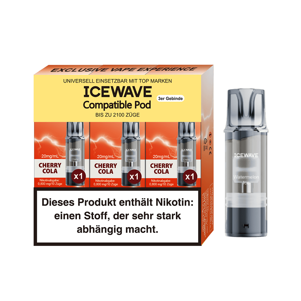 3x Icewave Einweg Pod - Cherry Cola - 20mg Nikotinsalz 2ml