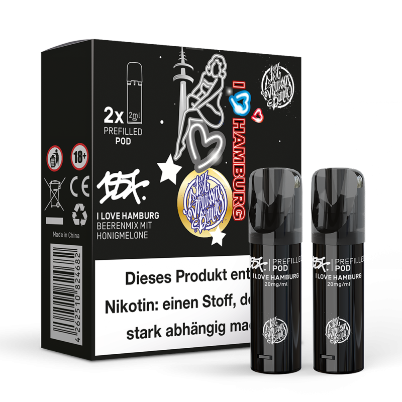 2x 187 Strassenbande Einweg Pod - I Love Hamburg - 20mg Nikotinsalz 2ml
