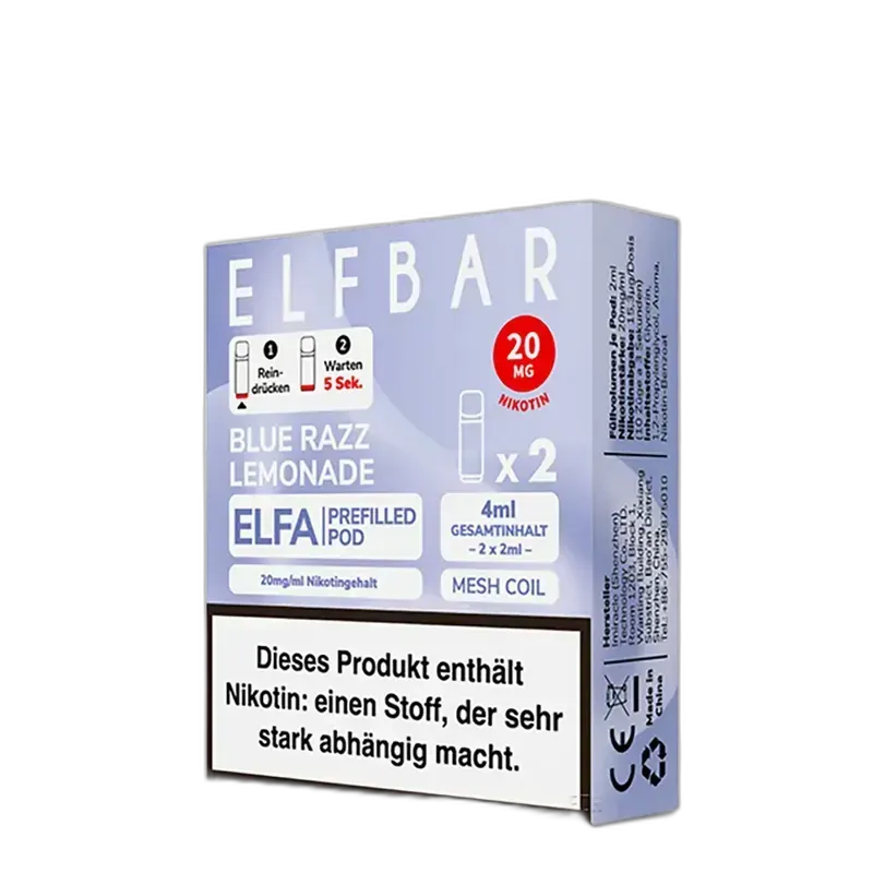 Elfbar ELFA Pods – Blue Razz Lemonade – 20mg – 2ml (2 Stück)