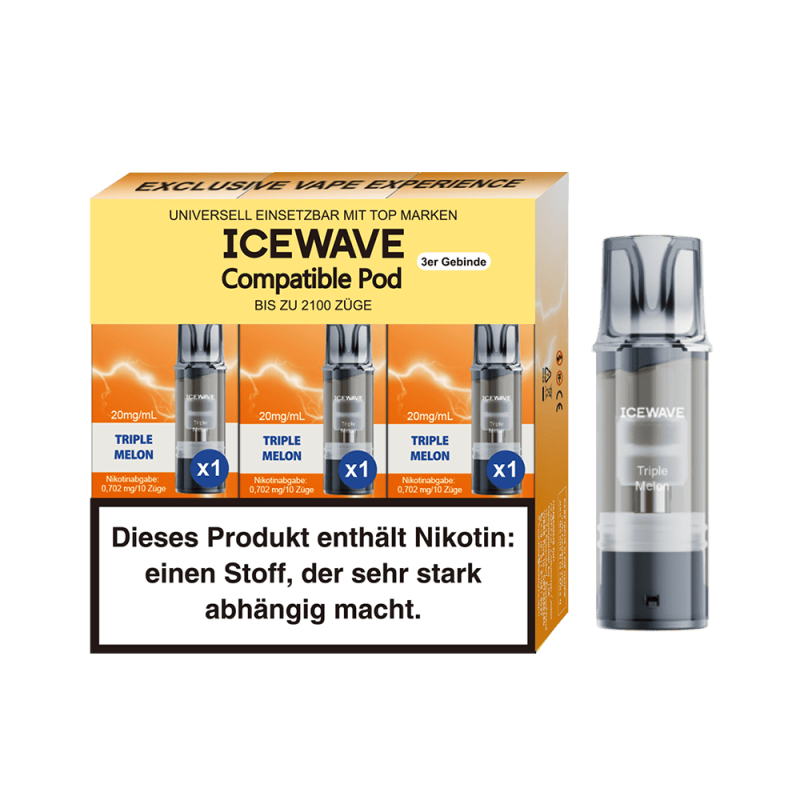 3x Icewave Einweg Pod - Triple Melon - 20mg Nikotinsalz 2ml