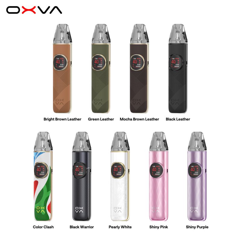 OXVA NeXLIM 2 Kit, E-Zigarette, Vape, Pod, Leistung 40W, Lederoptik, Vape, Vape-Pen, E-Zigarette, Leder-Optik, Kompakter Mod, Vape, Pod, Leder, Buntes Design, Digitalanzeige, Vape, Pod, Leder, Farbmuster, LED-Anzeige, vape, pod, Leder, bunt, Anzeige