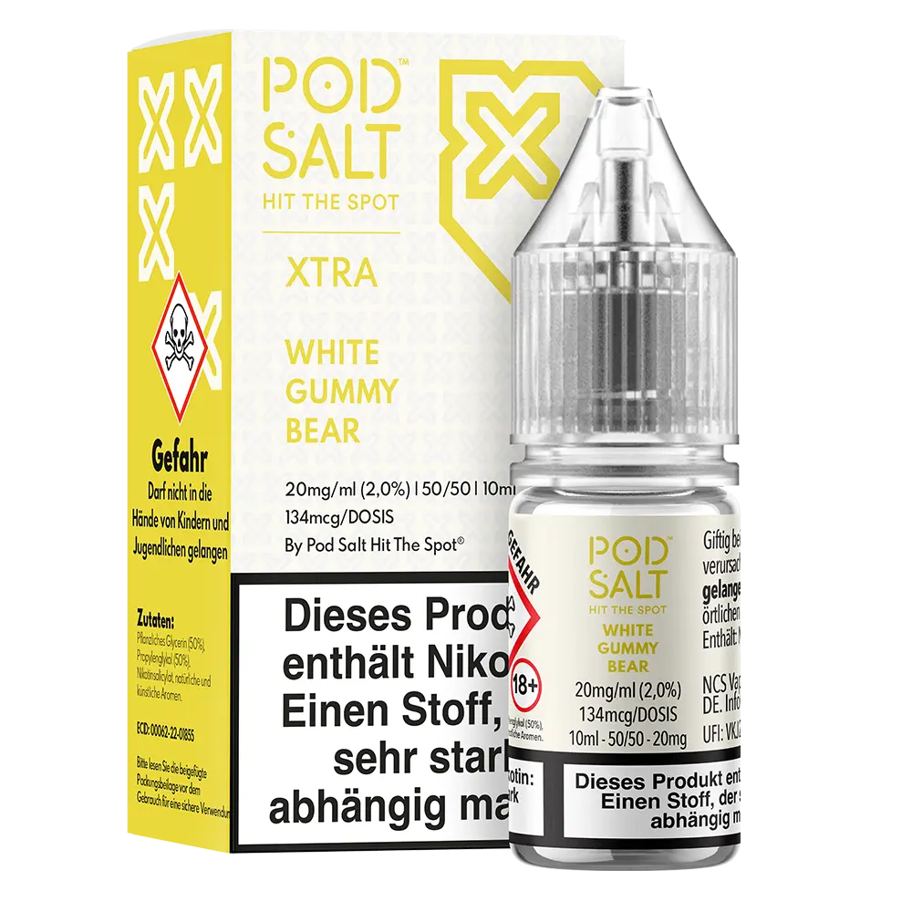 Pod Salt Xtra Nikotinsalz - White Gummy Bear - Liquid 10ml 20mg