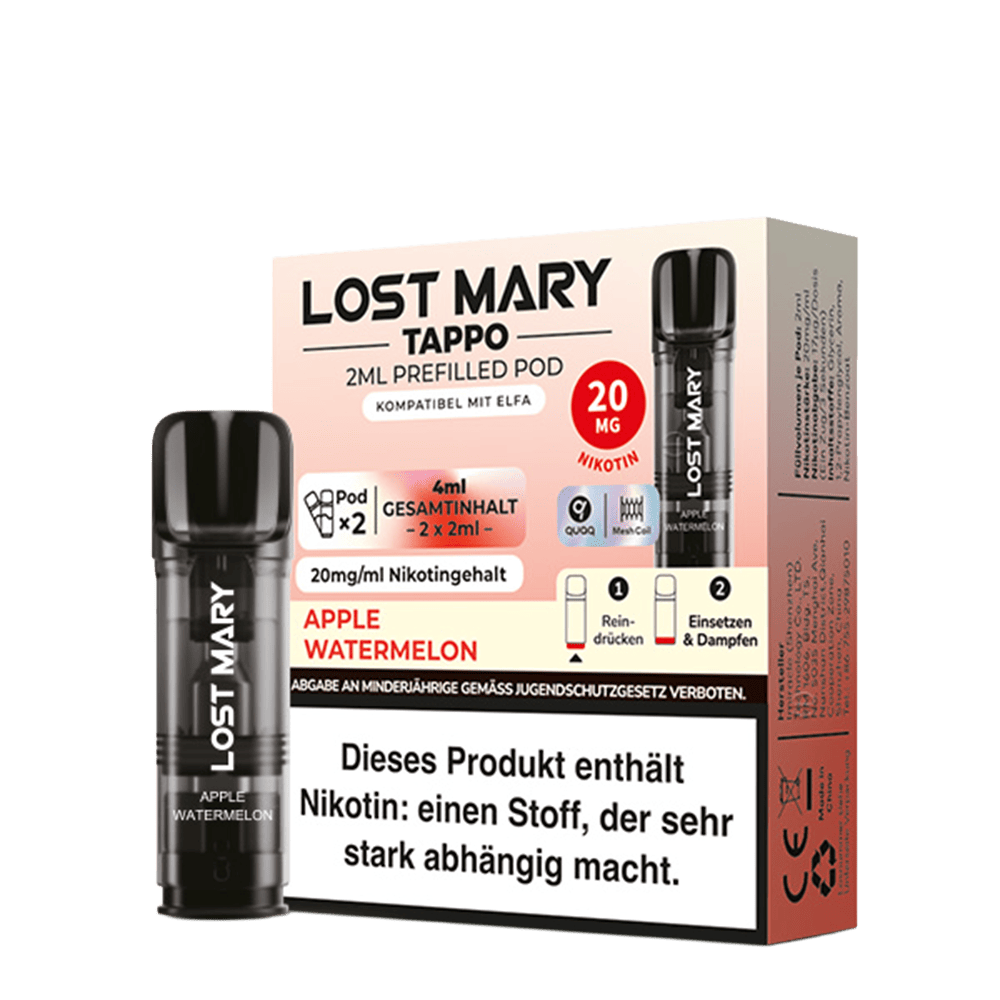 Lost Mary Tappo Pods – Apple Watermelon – 20mg – 2ml (2 Stück)