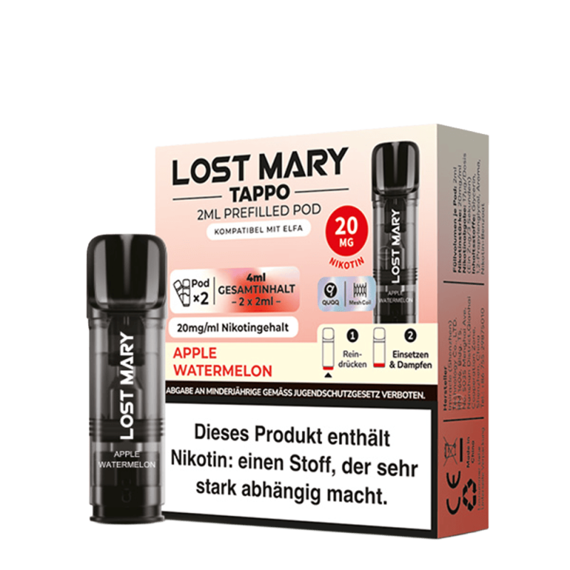 2x Lost Mary Tappo Einweg Pod - Apple Watermelon - 20mg Nikotinsalz 2ml
