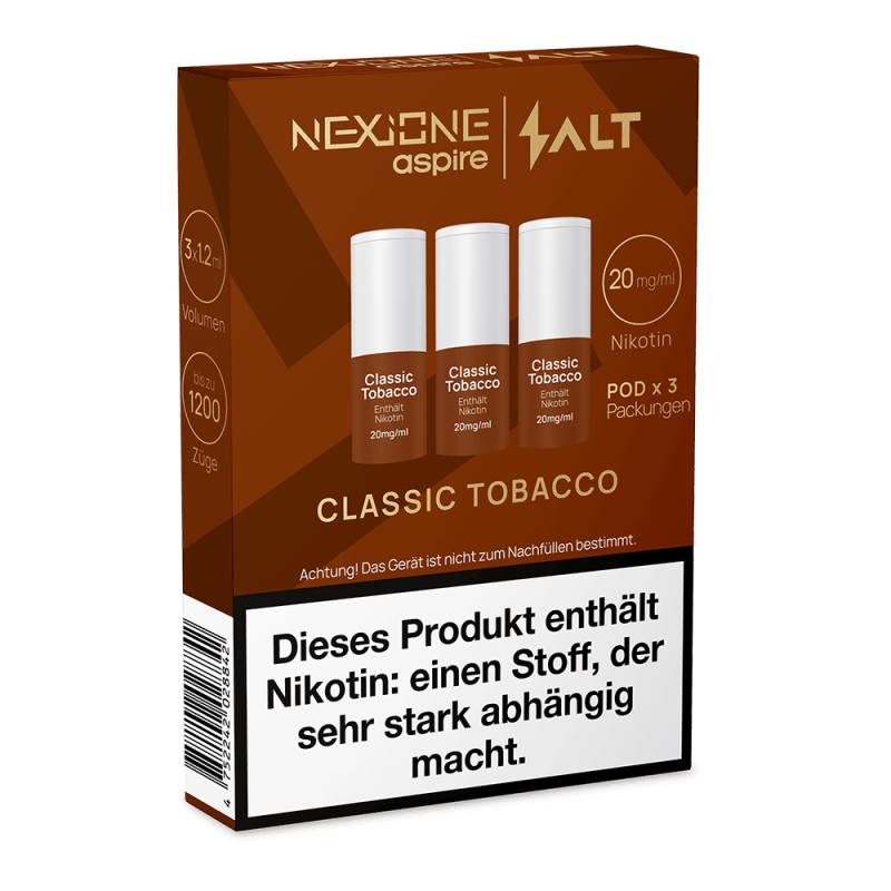 3x NEXIONE Salt Pod - Classic Tobacco - 20mg Nikotinsalz 1.2ml