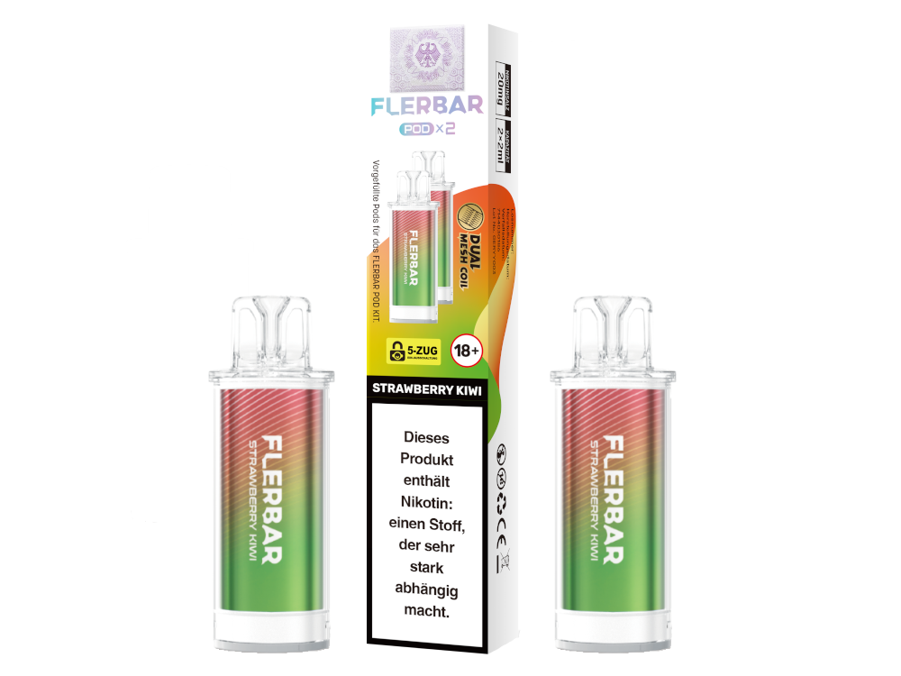 Flerbar Pod (2 Stk.) Strawberry Kiwi 20mg
