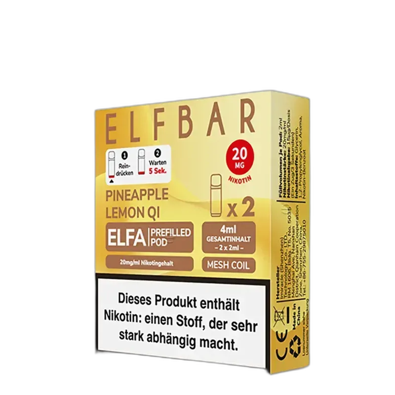 Elfbar ELFA Pods – Pineapple Lemon Qi – 20mg – 2ml (2 Stück)