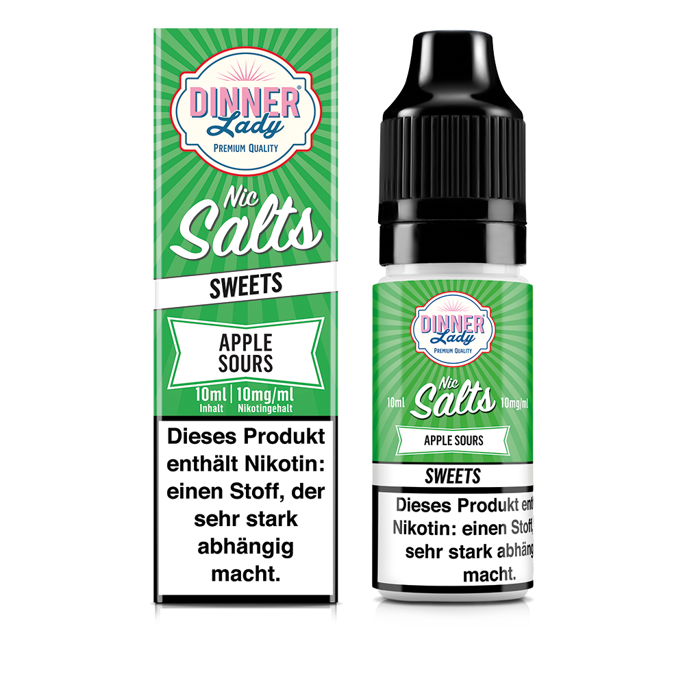 Dinner Lady Sweets Nikotinsalz - Apple Sours - 50/50 10ml Liquid 10mg
