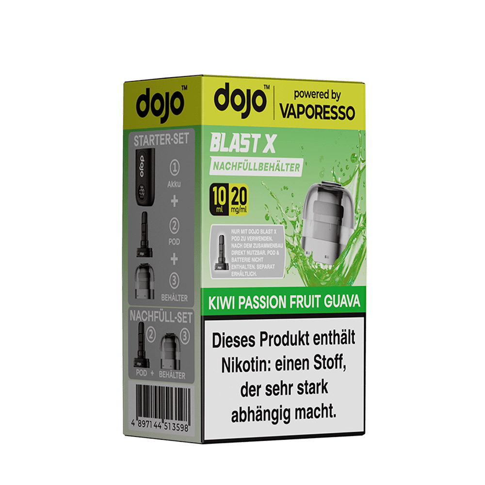 Vaporesso dojo Blast X Pods – Kiwi Passionfruit Guava – 20mg – 10ml (1 Stück)