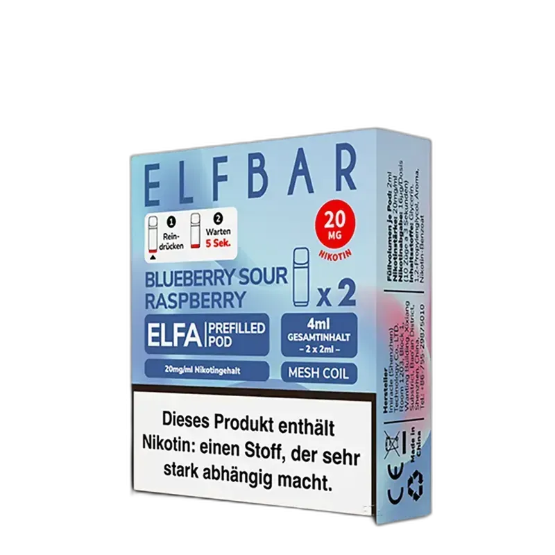 Elfbar ELFA Pods – Blueberry Sour Raspberry – 20mg – 2ml (2 Stück)