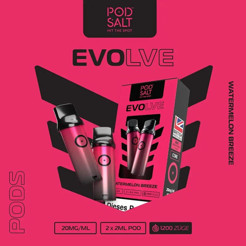 2x Pod Salt Evolve Einweg Pod - Watermelon Breeze - 20mg Nikotinsalz 2ml