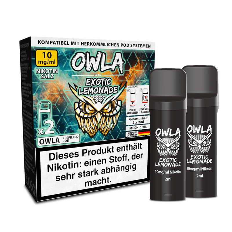 2x OWLA Einweg Pod - Exotic Lemonade, E-Zigarette, Pod-System, Nikotinsalz, Exotische Lemonade, 2er-Pack