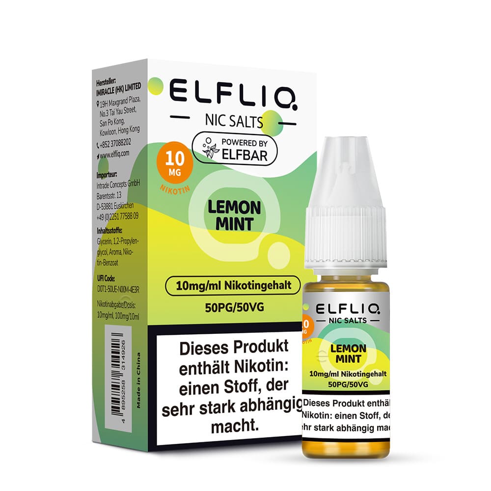 Elfliq by Elfbar Nikotinsalz - Lemon Mint - Liquid 10ml 10mg