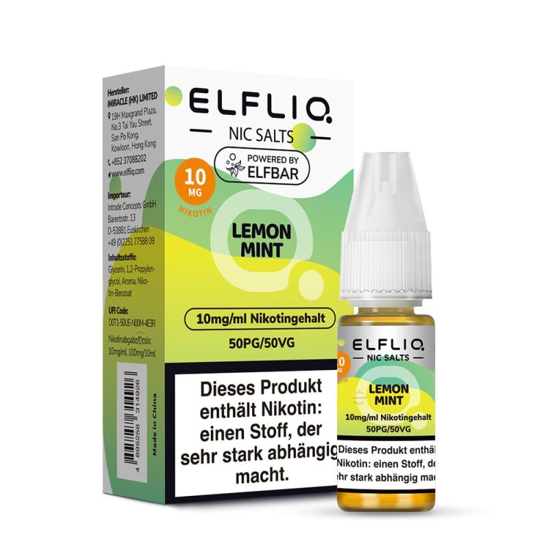 Elfliq by Elfbar Nikotinsalz - Lemon Mint - Liquid 10ml 10mg