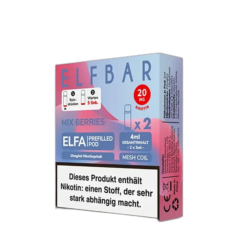 Elfbar ELFA Pods – Mix Berries – 2ml (2 Stück) 20mg