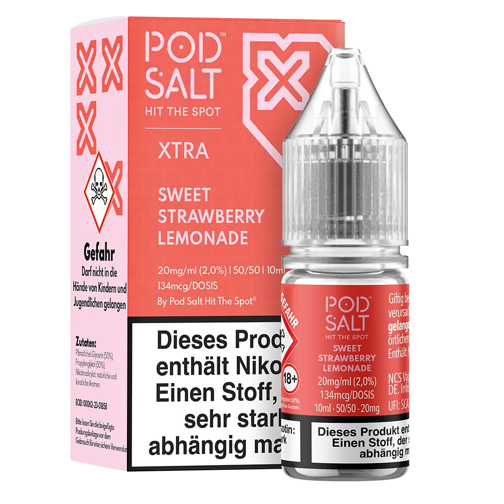 Pod Salt Xtra Nikotinsalz - Sweet Strawberry Lemonade - Liquid 10ml 20mg