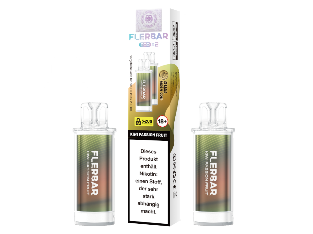 Flerbar Pod (2 Stk.) Kiwi Passion Fruit 20mg