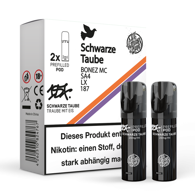 2x 187 Strassenbande Einweg Pod - Schwarze Taube - 20mg Nikotinsalz 2ml