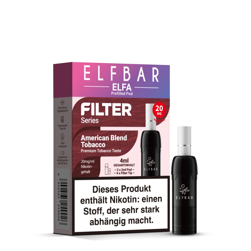 Elfbar ELFA Pods – Filter Serie American Blend Tobacco – 20mg – 2ml (2 Stück)