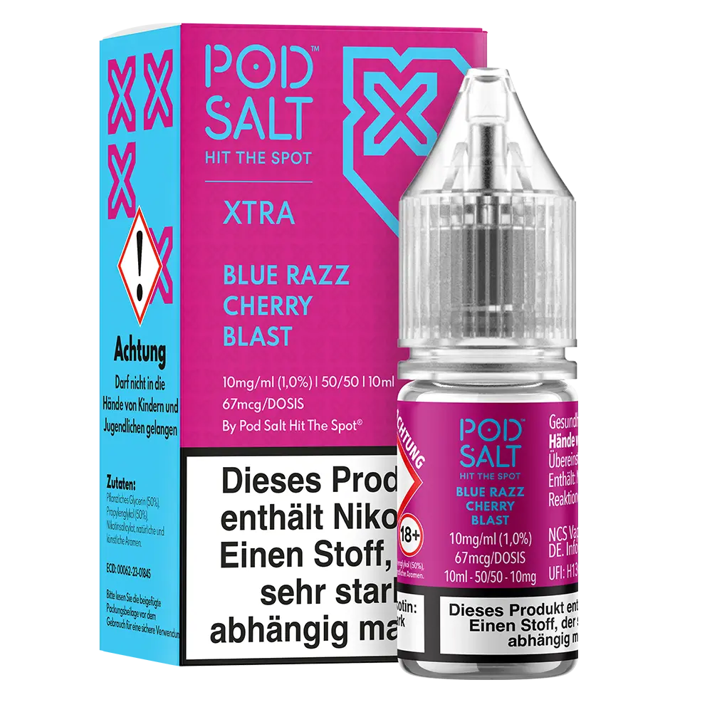 Pod Salt Xtra Nikotinsalz - Blue Razz Cherry Blast - Liquid 10ml 10mg