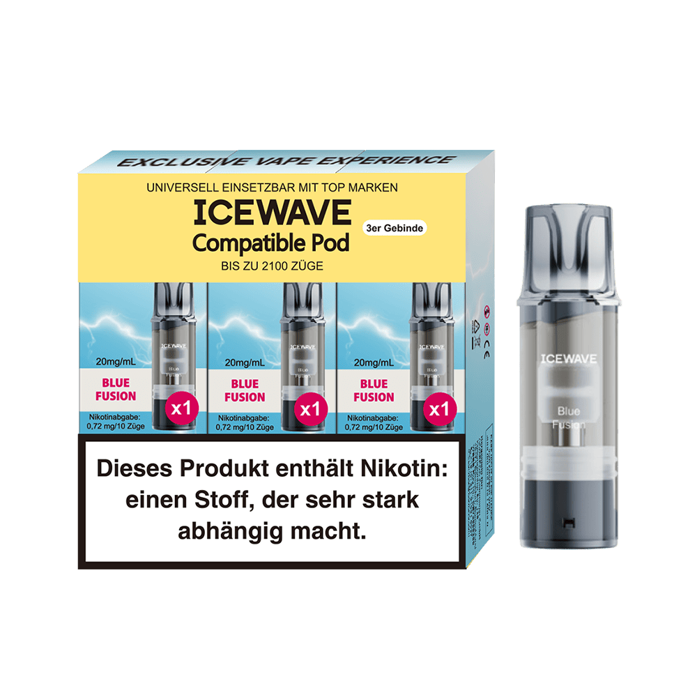 3x Icewave Einweg Pod - Blue Fusion - 20mg Nikotinsalz 2ml