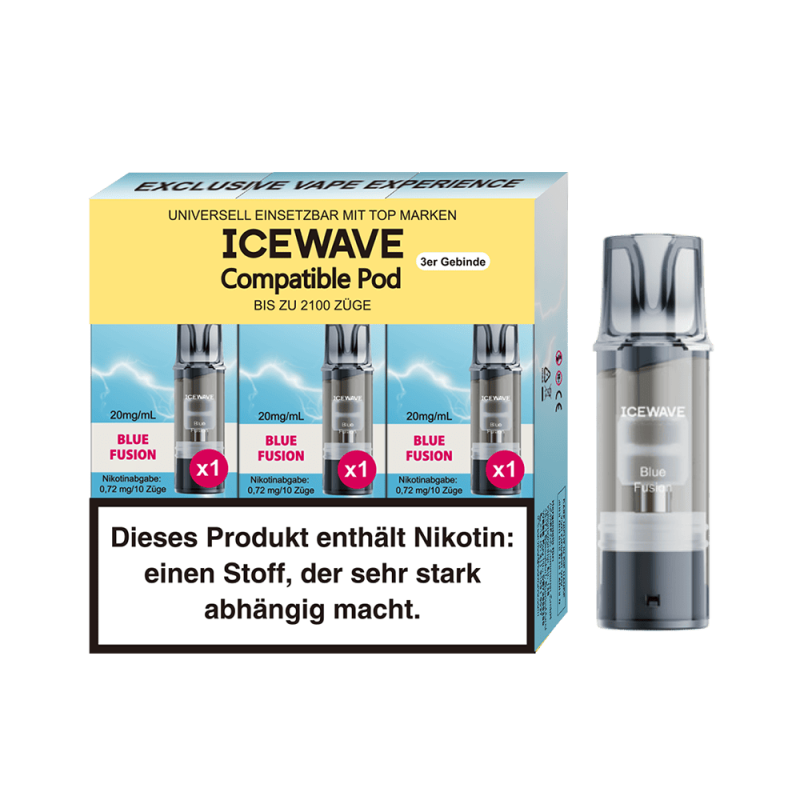3x Icewave Einweg Pod - Blue Fusion - 20mg Nikotinsalz 2ml