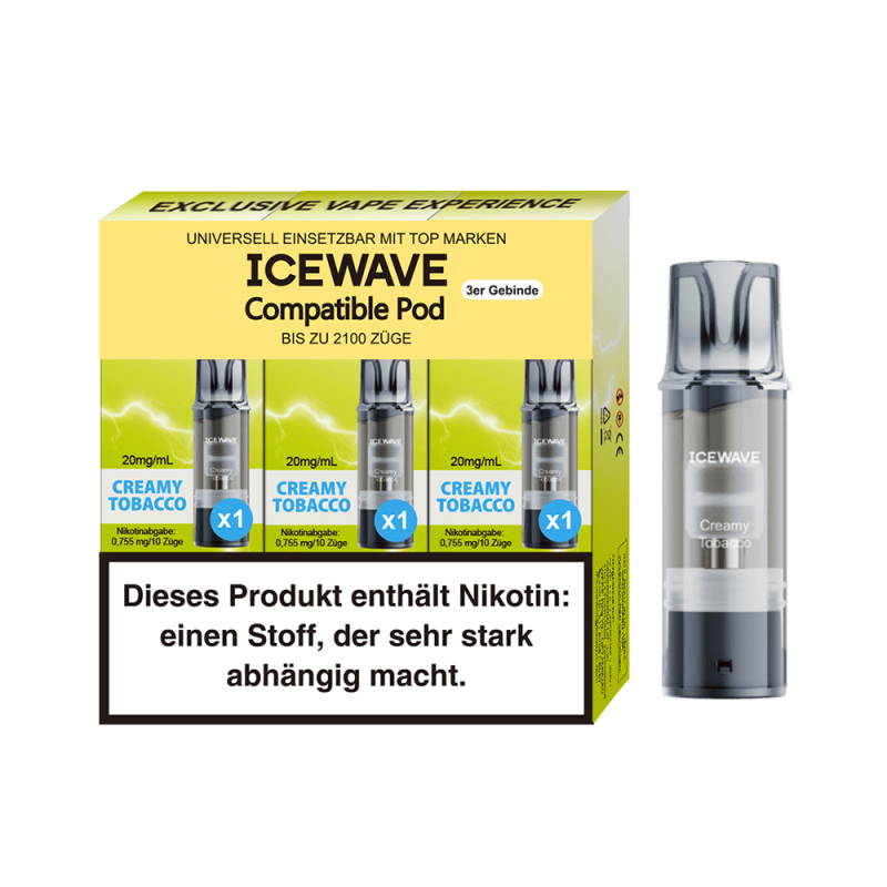 3x Icewave Einweg Pod - Creamy Tobacco - 20mg Nikotinsalz 2ml