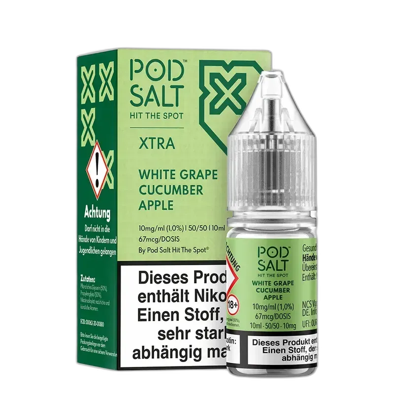 Pod Salt Xtra Nikotinsalz - White Grape Cucumber Apple - 10ml Liquid