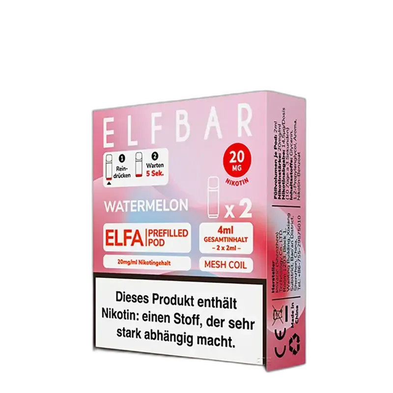 Elfbar ELFA Pods – Watermelon – 20mg – 2ml (2 Stück)