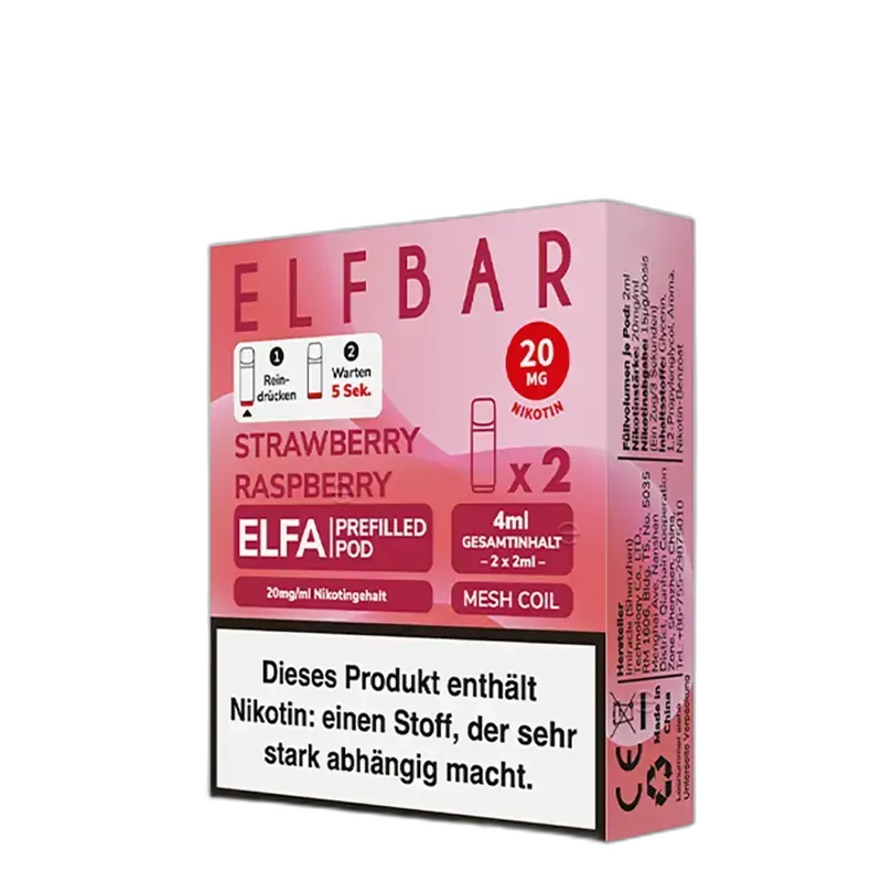 Elfbar ELFA Pods – Strawberry Raspberry – 20mg – 2ml (2 Stück)