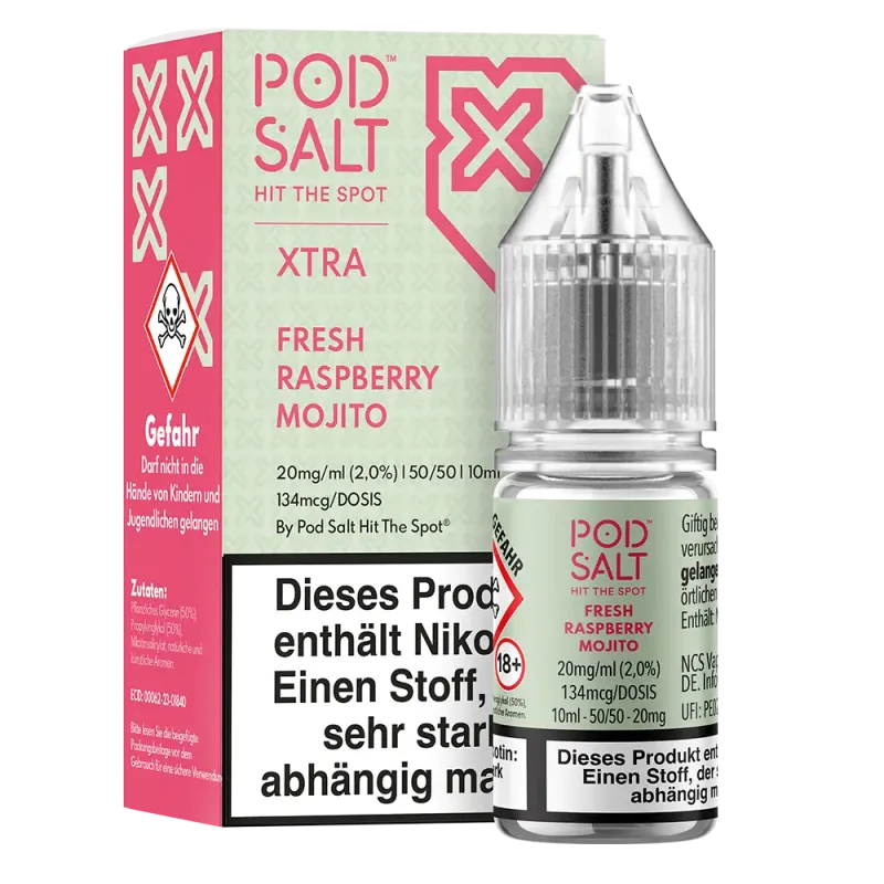 Pod Salt Xtra Nikotinsalz - Fresh Raspberry Mojito - Liquid 20mg 10ml