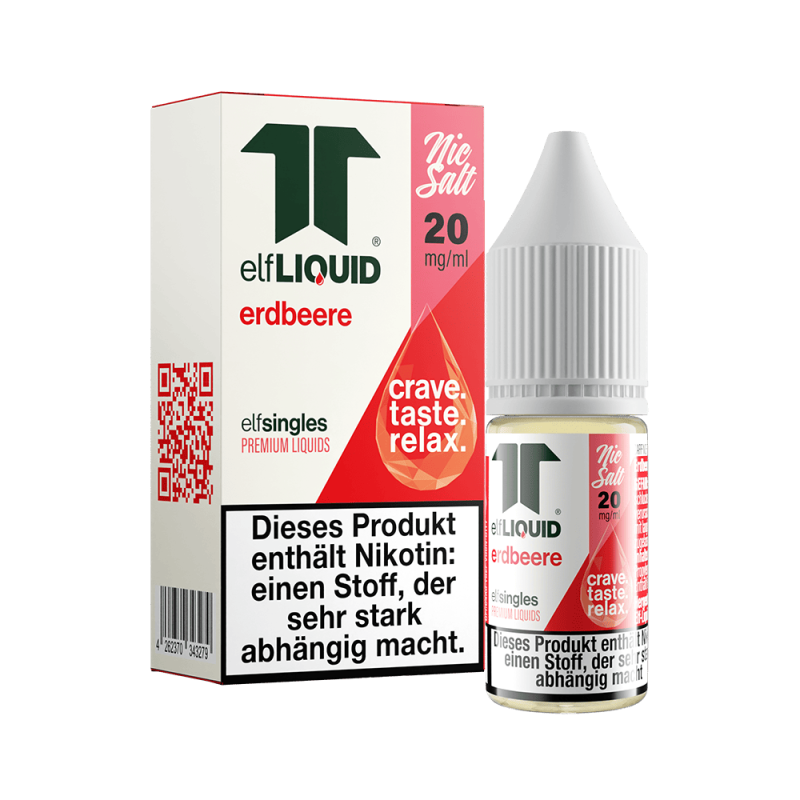 Elf-Liquid Nikotinsalz - Erdbeere - 10ml, E-Liquid, Erdbeere, Nikotin, Crave-Taste-Relax, Flasche 20 mg/ml