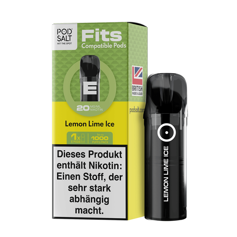3x Pod Salt Fits Pods Einweg Pod - Lemon Lime Ice - 20mg Nikotinsalz 2ml