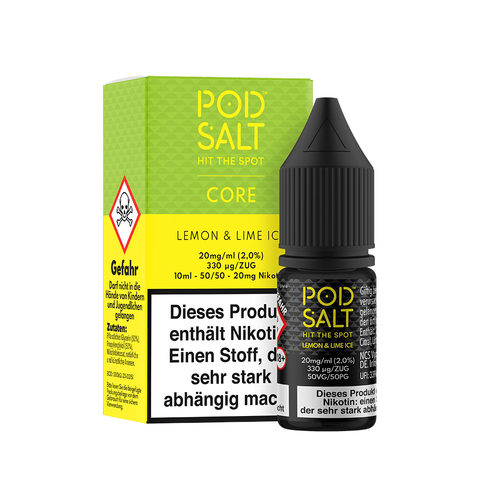 Pod Salt Core Nikotinsalz - Lemon & Lime Ice - Liquid 10ml 20mg