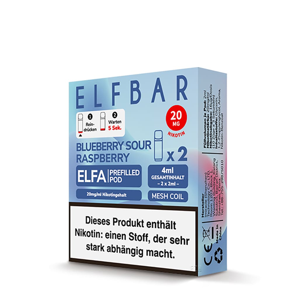 Elfbar ELFA Pods – Blueberry Sour Raspberry – 20mg – 2ml (2 Stück)